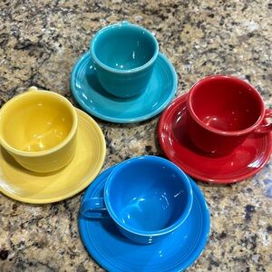 Colorful Ceramic Teacup and Saucer Set